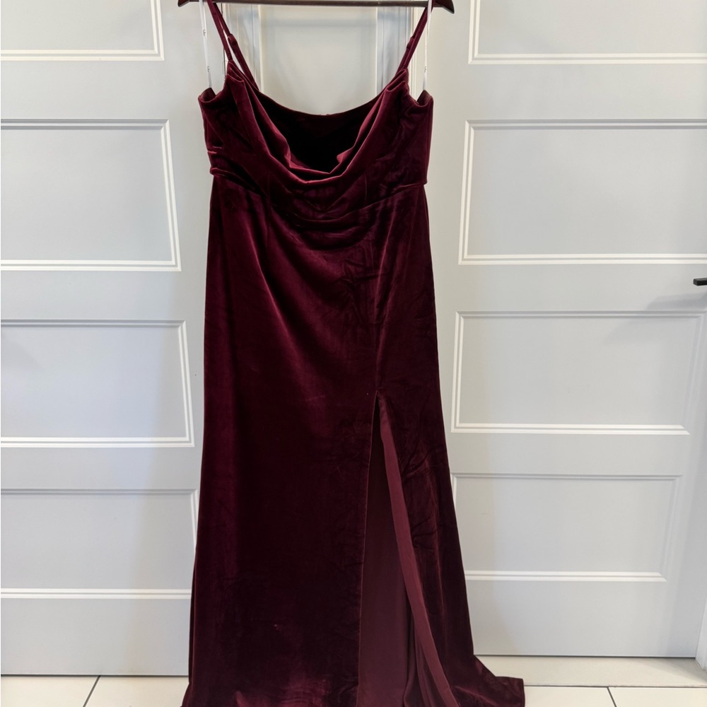 Lulu's Red Sleeveless Cowl Neck Maxi Gown